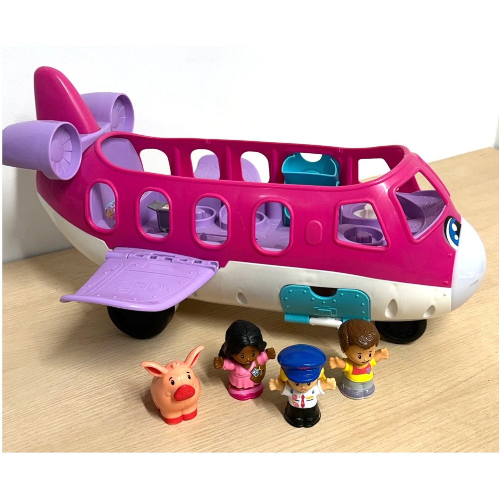 Fisher-Price Little People Barbie Dream Plane Pink Airplane HMG50 with 4 Figures